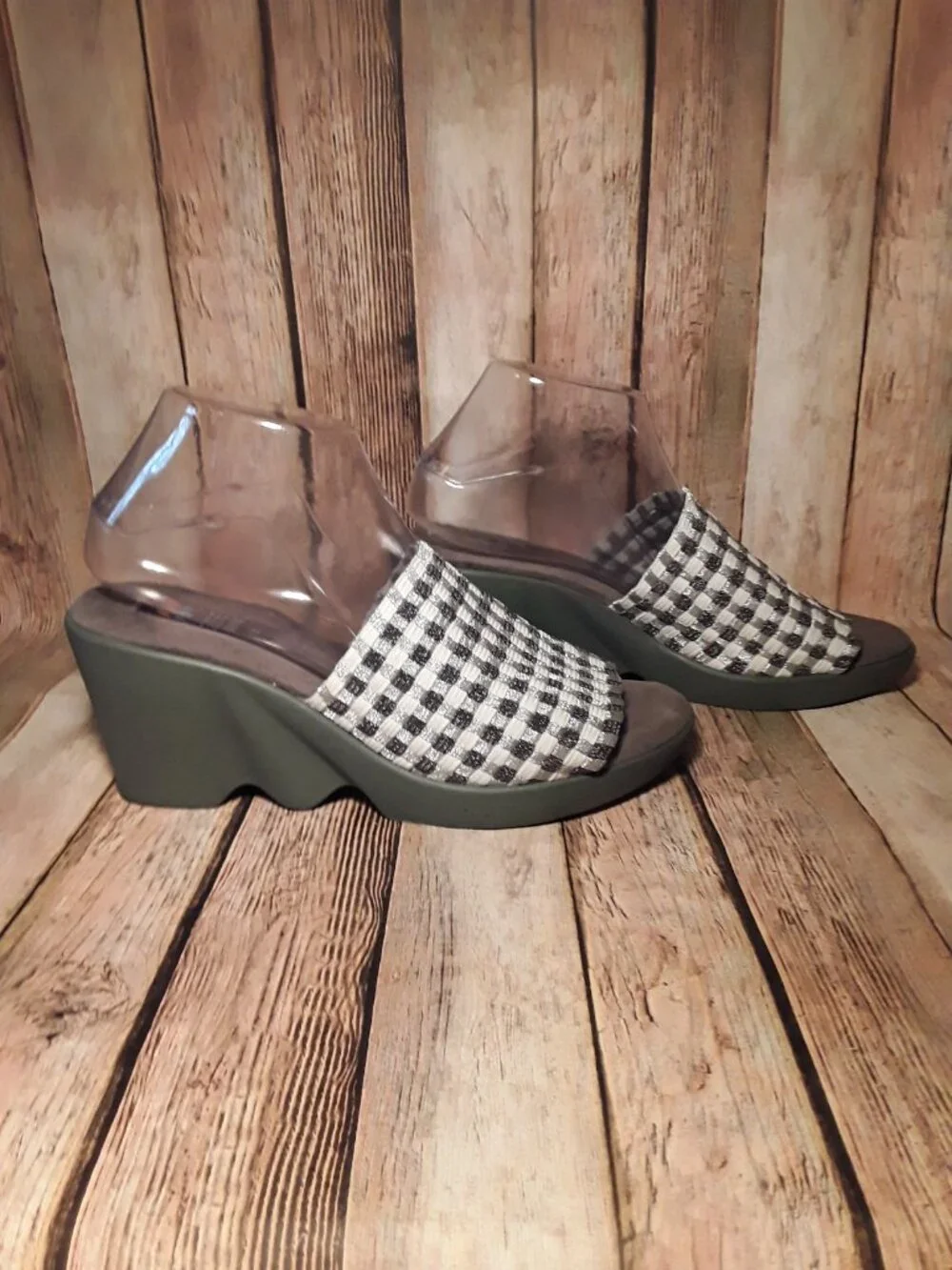 Zee Alexis Gray/Silver/White Wedge Sandals Size EU 40
